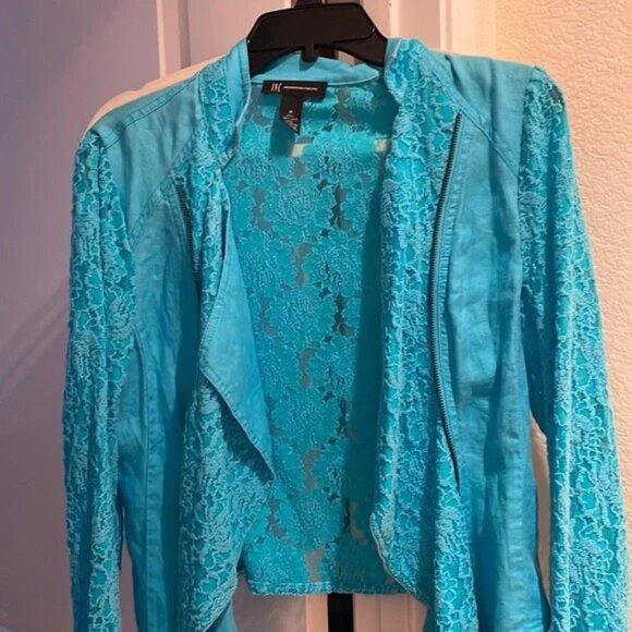 INC International Concepts Women’s Lace Fashion Jacket – Teal Blue – Size Medium - Picture 11 of 11